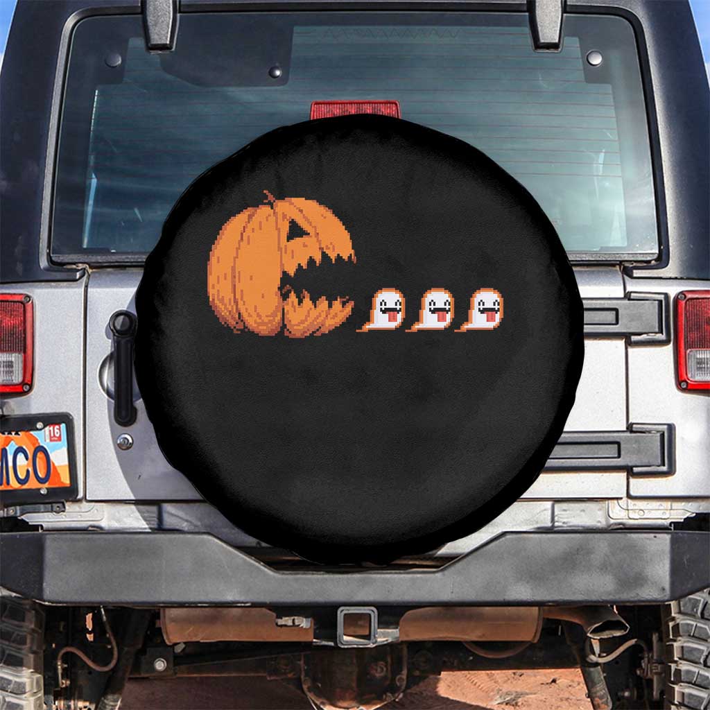 Funny Halloween Gamer Video Gaming Pumpkin Ghost Spare Tire Cover TS11 No hole Black Print Your Wear