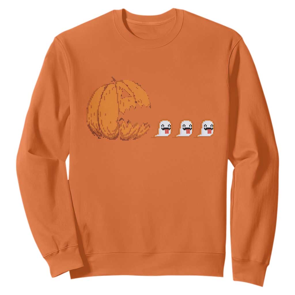 Funny Halloween Gamer Video Gaming Pumpkin Ghost Sweatshirt TS11 Orange Print Your Wear