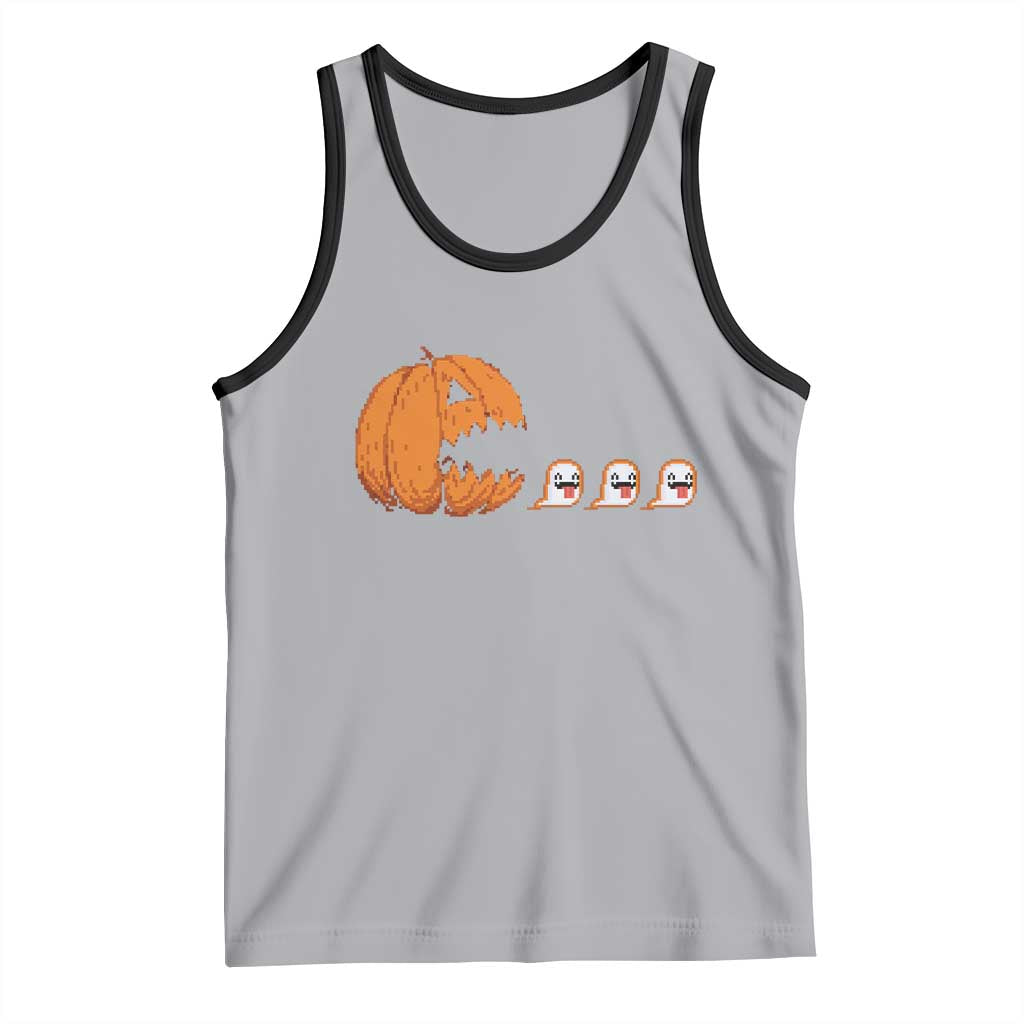 Funny Halloween Gamer Video Gaming Pumpkin Ghost Tank Top TS11 Athletic Heather Black Print Your Wear