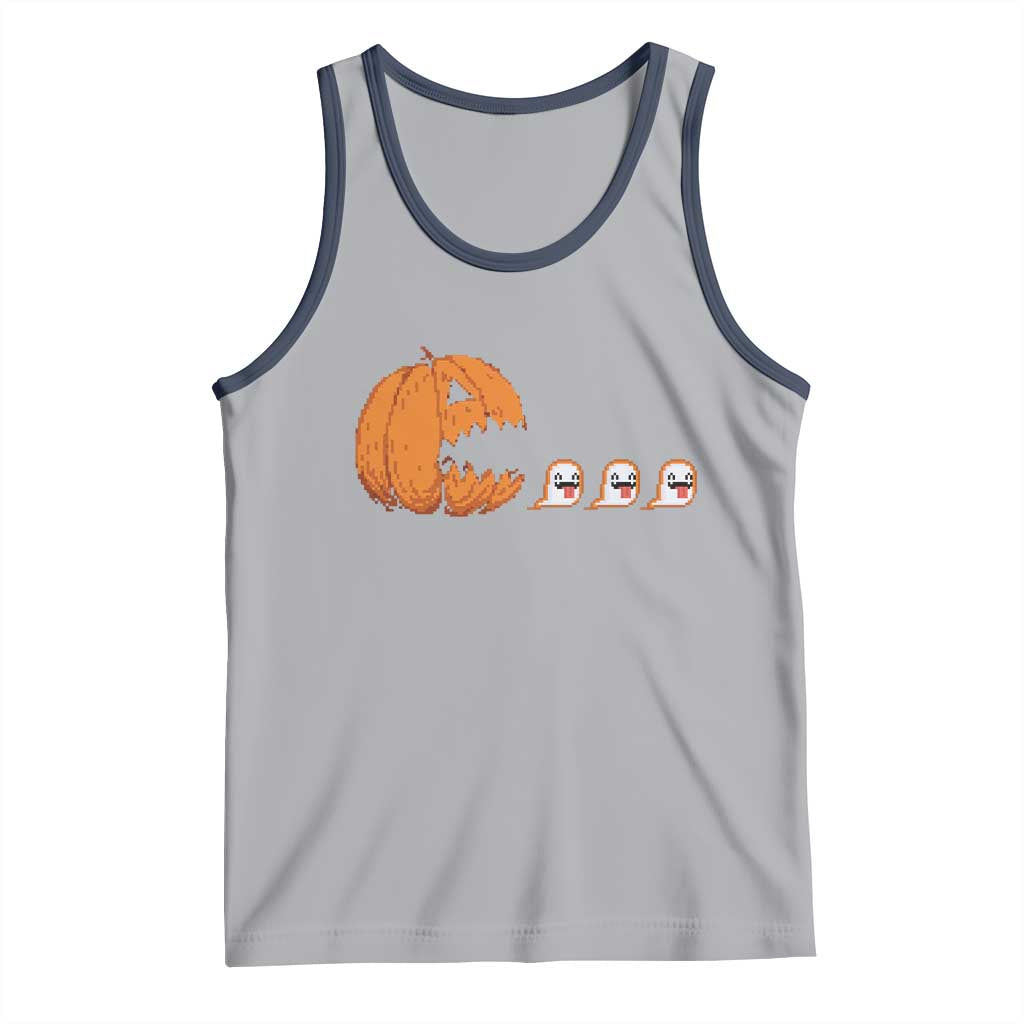 Funny Halloween Gamer Video Gaming Pumpkin Ghost Tank Top TS11 Athletic Heather Navy Print Your Wear