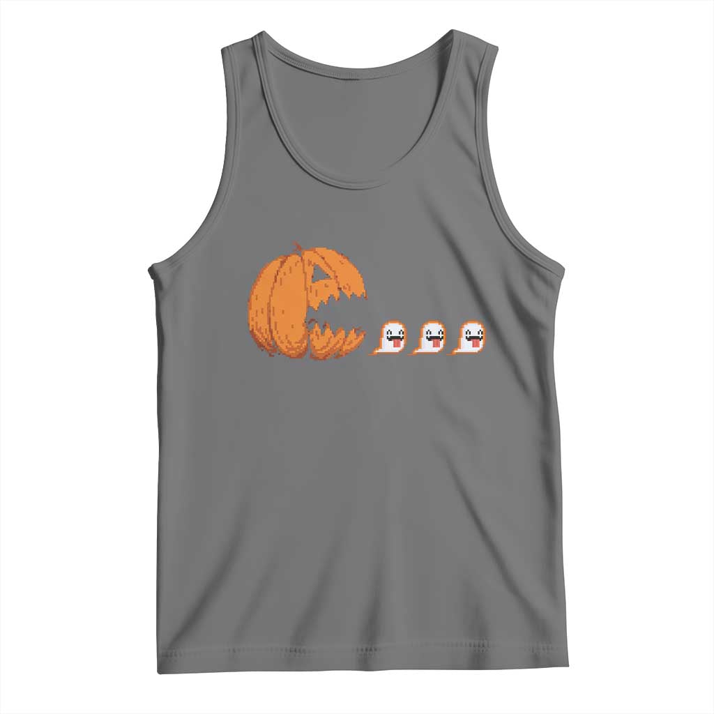 Funny Halloween Gamer Video Gaming Pumpkin Ghost Tank Top TS11 Black Heather Print Your Wear