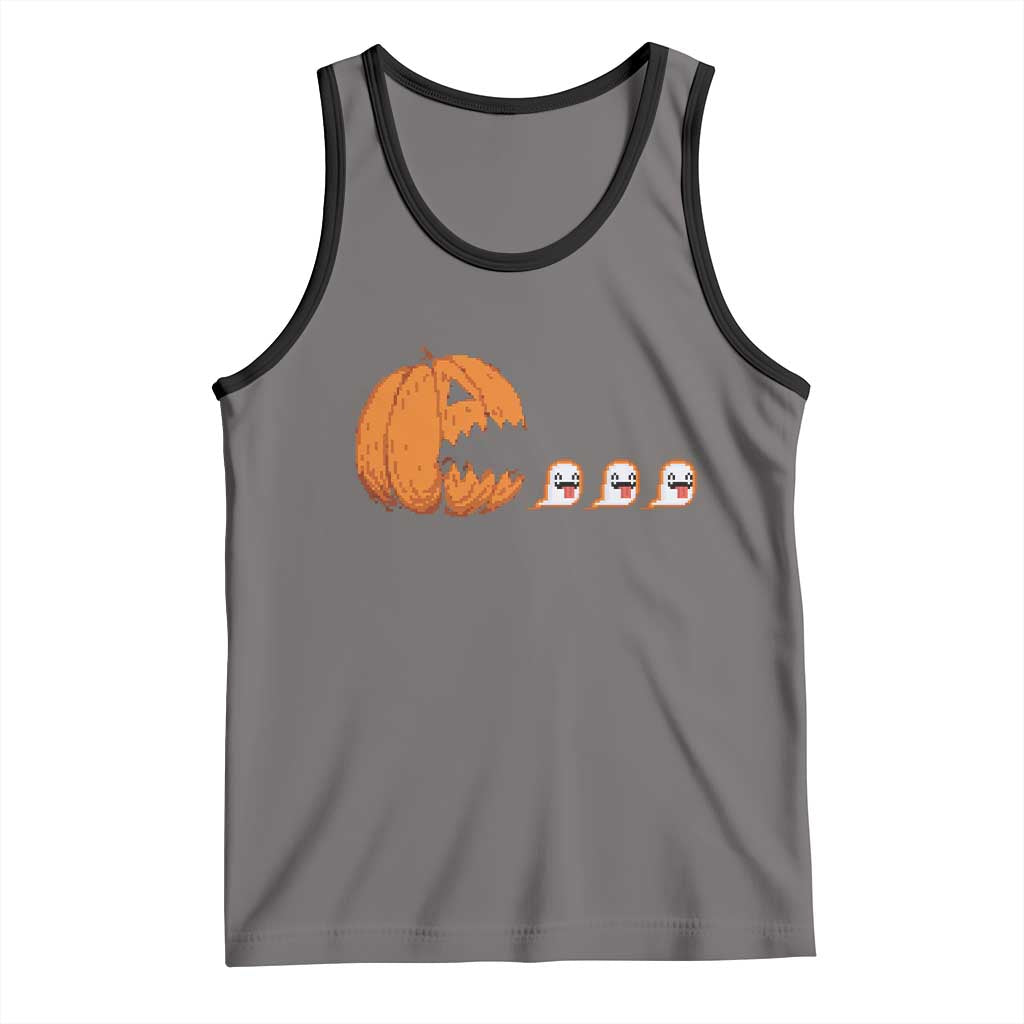 Funny Halloween Gamer Video Gaming Pumpkin Ghost Tank Top TS11 Deep Heather Black Print Your Wear