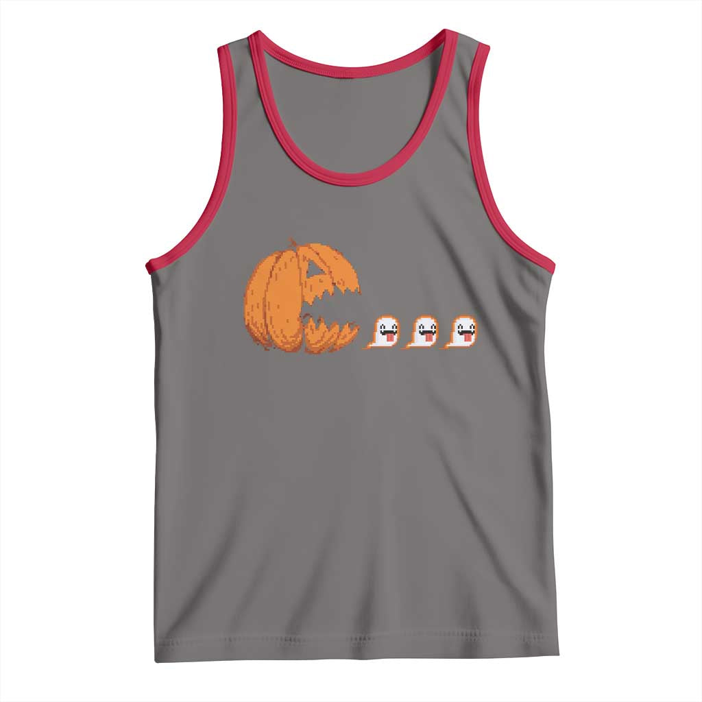 Funny Halloween Gamer Video Gaming Pumpkin Ghost Tank Top TS11 Deep Heather Red Print Your Wear