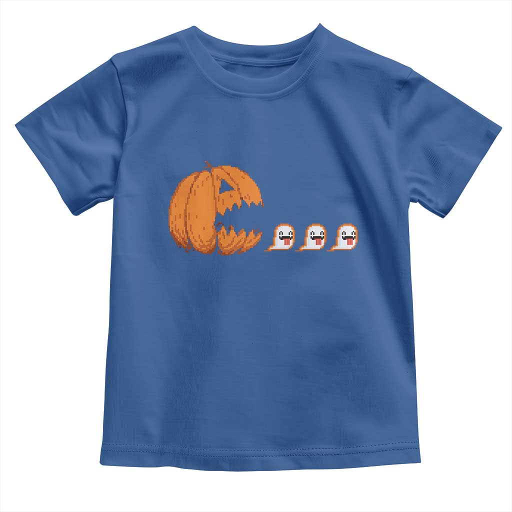 Funny Halloween Gamer Video Gaming Pumpkin Ghost Toddler T Shirt TS11 Royal Blue Print Your Wear