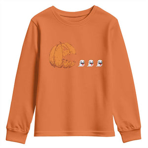 Funny Halloween Gamer Video Gaming Pumpkin Ghost Youth Sweatshirt TS11 Orange Print Your Wear