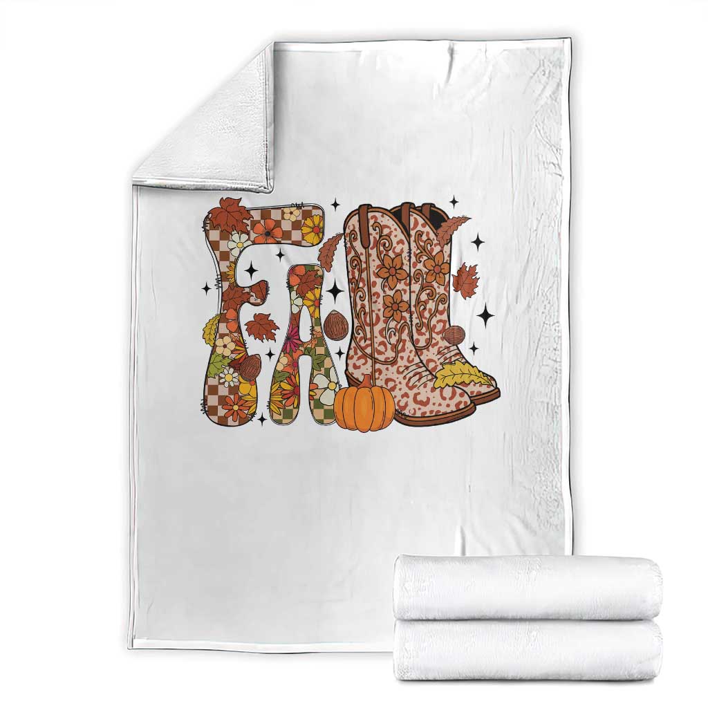 Cowboy Fall Season Thanksgiving Western Boots Pumpkin Throw Blanket TS11 White Print Your Wear