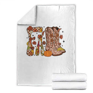Cowboy Fall Season Thanksgiving Western Boots Pumpkin Throw Blanket TS11 White Print Your Wear