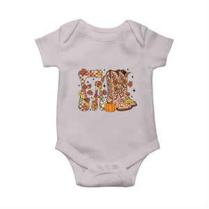 Cowboy Fall Season Thanksgiving Western Boots Pumpkin Baby Onesie TS11 Ice Gray Print Your Wear