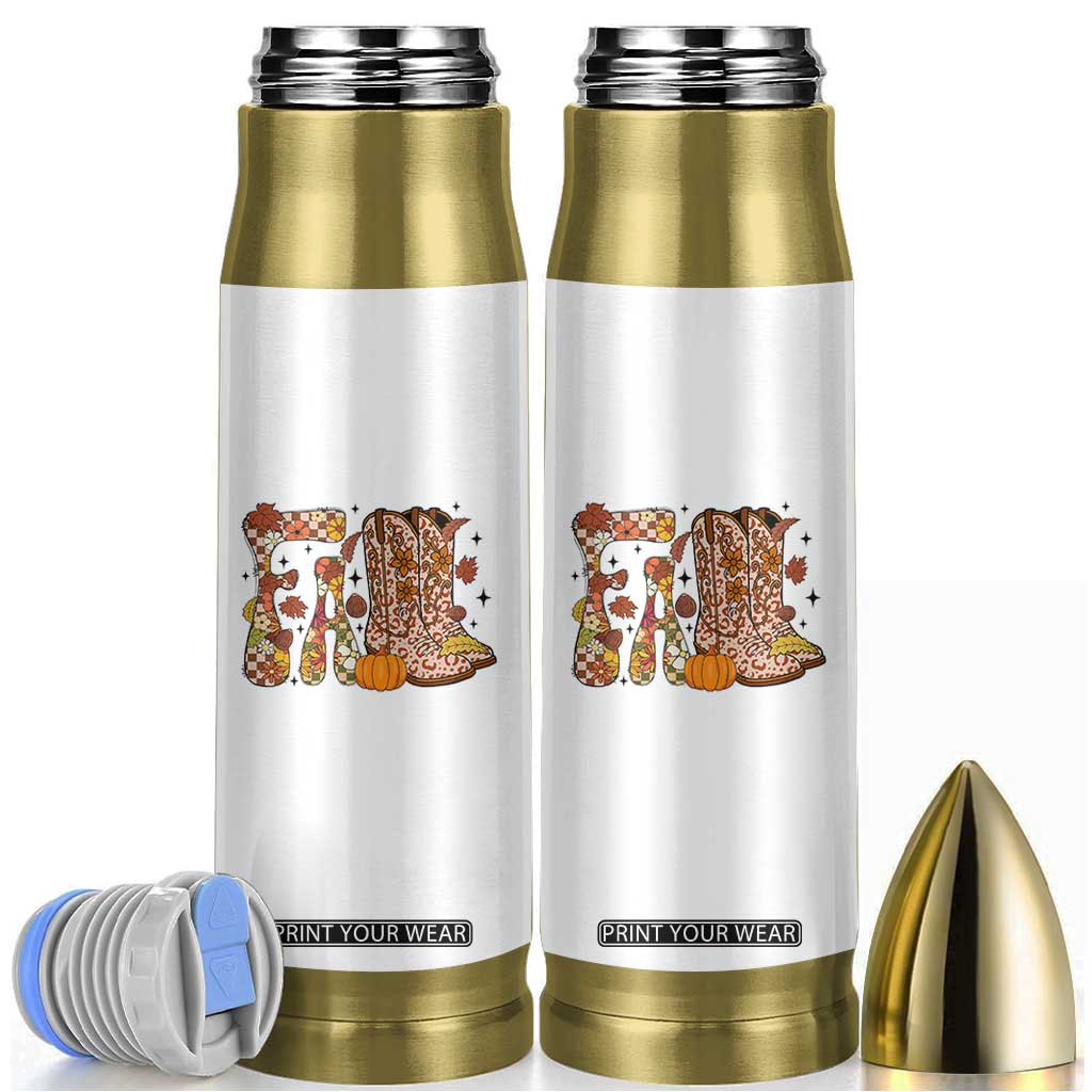 Cowboy Fall Season Thanksgiving Western Boots Pumpkin Bullet Tumbler TS11 White Print Your Wear