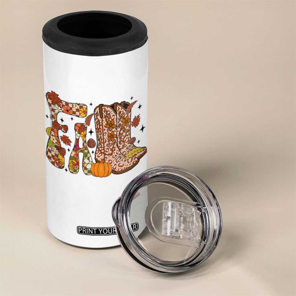 Cowboy Fall Season Thanksgiving Western Boots Pumpkin 4 in 1 Can Cooler Tumbler TS11 Print Your Wear