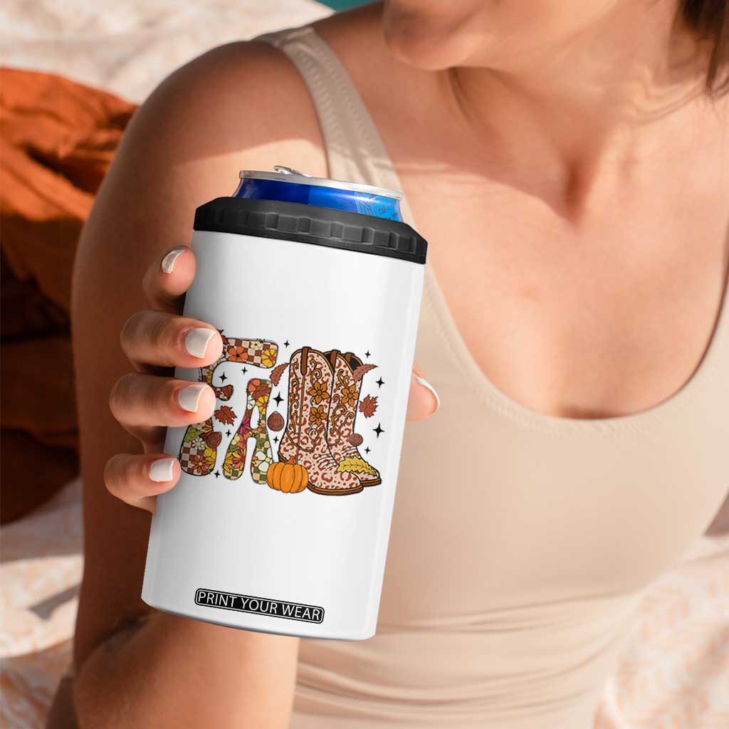 Cowboy Fall Season Thanksgiving Western Boots Pumpkin 4 in 1 Can Cooler Tumbler TS11 Print Your Wear