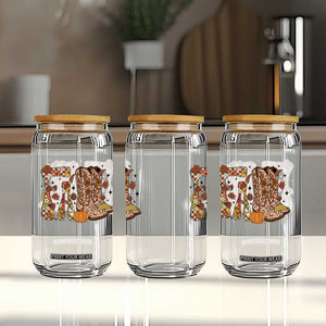 Cowboy Fall Season Thanksgiving Western Boots Pumpkin Glass Can TS11 Print Your Wear