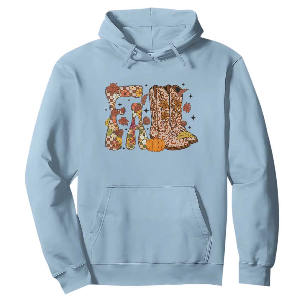 Cowboy Fall Season Thanksgiving Western Boots Pumpkin Hoodie TS11 Light Blue Print Your Wear