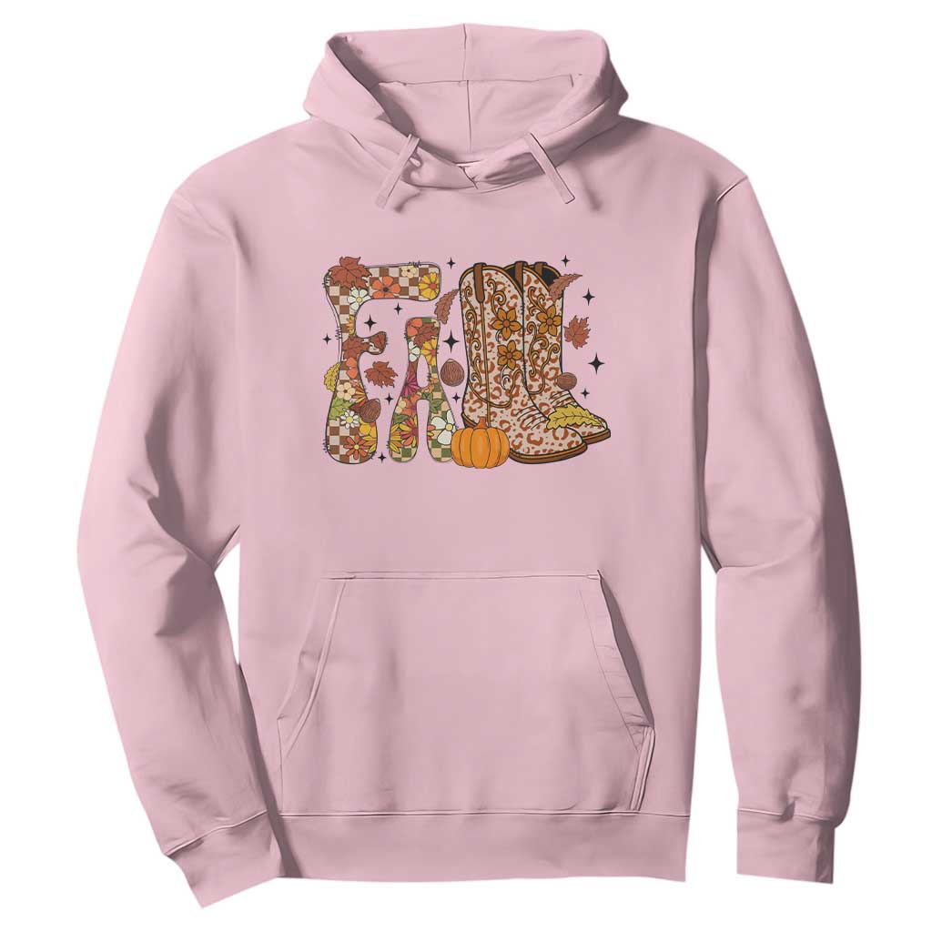 Cowboy Fall Season Thanksgiving Western Boots Pumpkin Hoodie TS11 Light Pink Print Your Wear