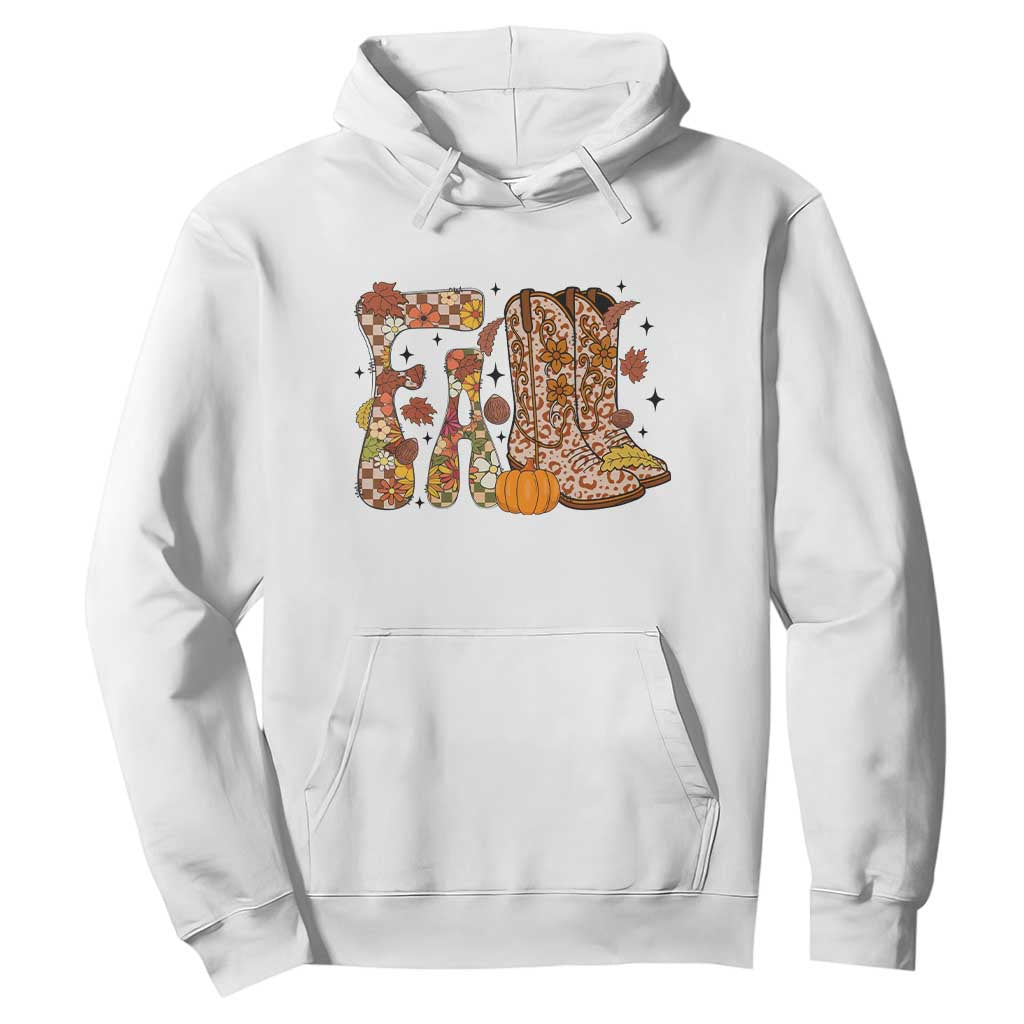 Cowboy Fall Season Thanksgiving Western Boots Pumpkin Hoodie TS11 White Print Your Wear
