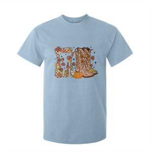 Cowboy Fall Season Thanksgiving Western Boots Pumpkin T Shirt For Kid TS11 Light Blue Print Your Wear
