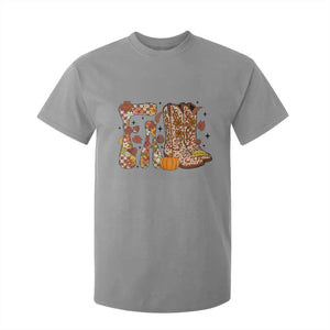 Cowboy Fall Season Thanksgiving Western Boots Pumpkin T Shirt For Kid TS11 Sport Gray Print Your Wear