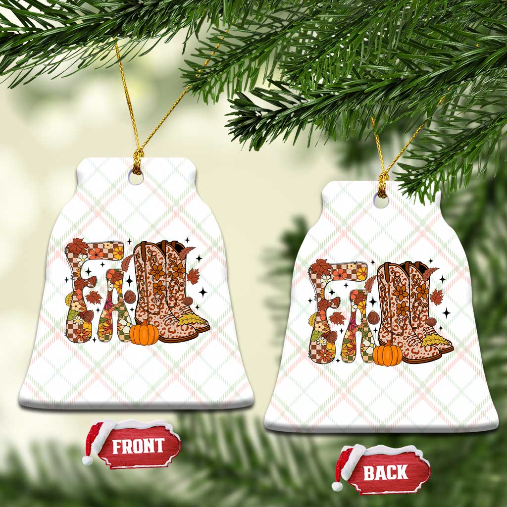 Cowboy Fall Season Thanksgiving Western Boots Pumpkin Ceramic Ornament TS11 Print Your Wear