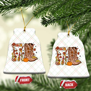 Cowboy Fall Season Thanksgiving Western Boots Pumpkin Ceramic Ornament TS11 Print Your Wear