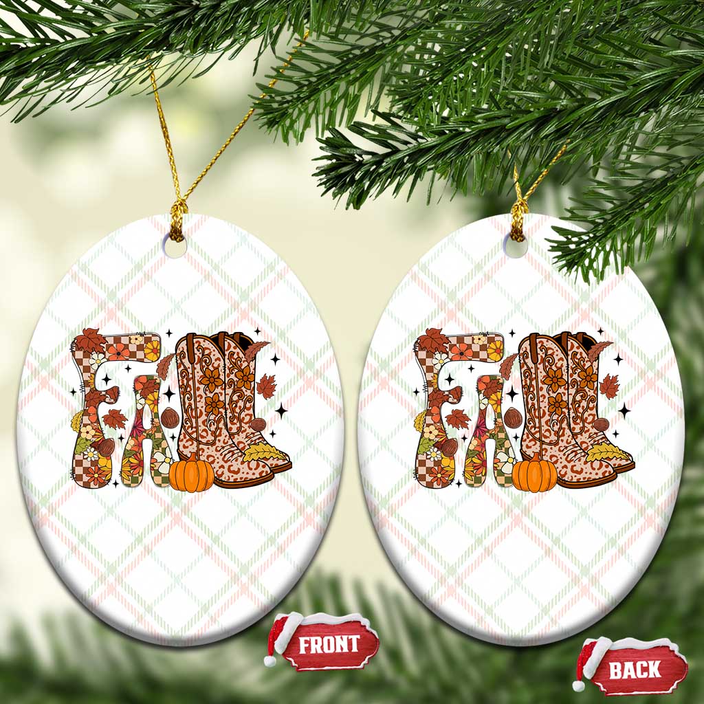 Cowboy Fall Season Thanksgiving Western Boots Pumpkin Ceramic Ornament TS11 Print Your Wear