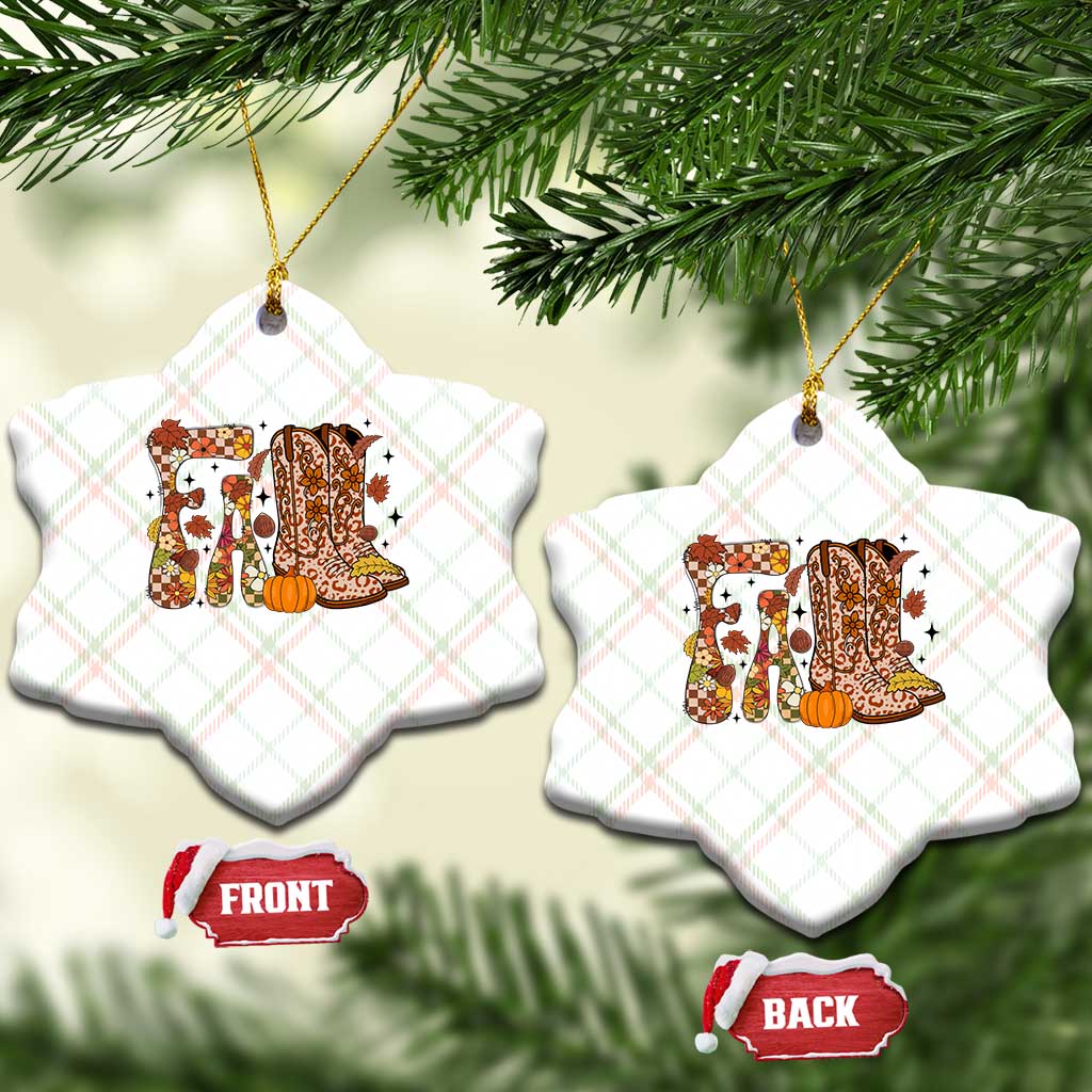 Cowboy Fall Season Thanksgiving Western Boots Pumpkin Ceramic Ornament TS11 Print Your Wear