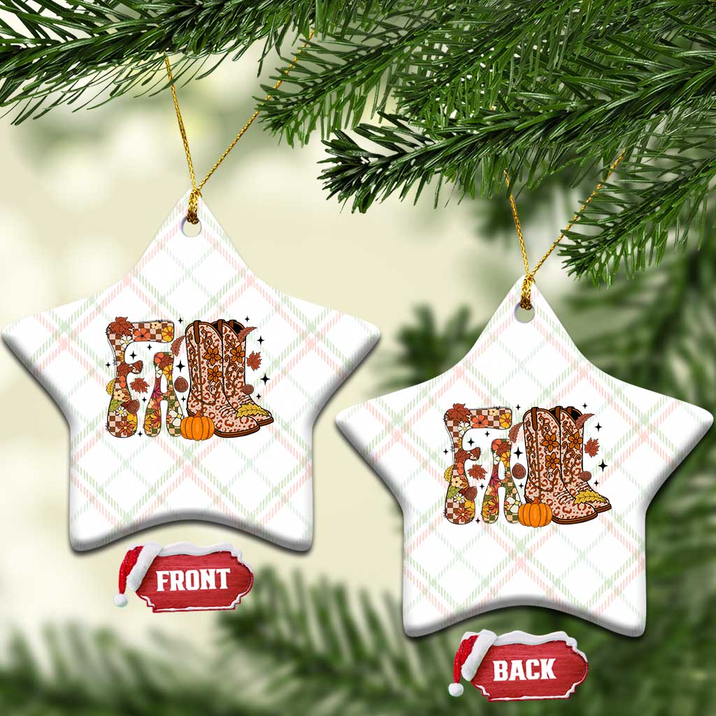 Cowboy Fall Season Thanksgiving Western Boots Pumpkin Ceramic Ornament TS11 Print Your Wear
