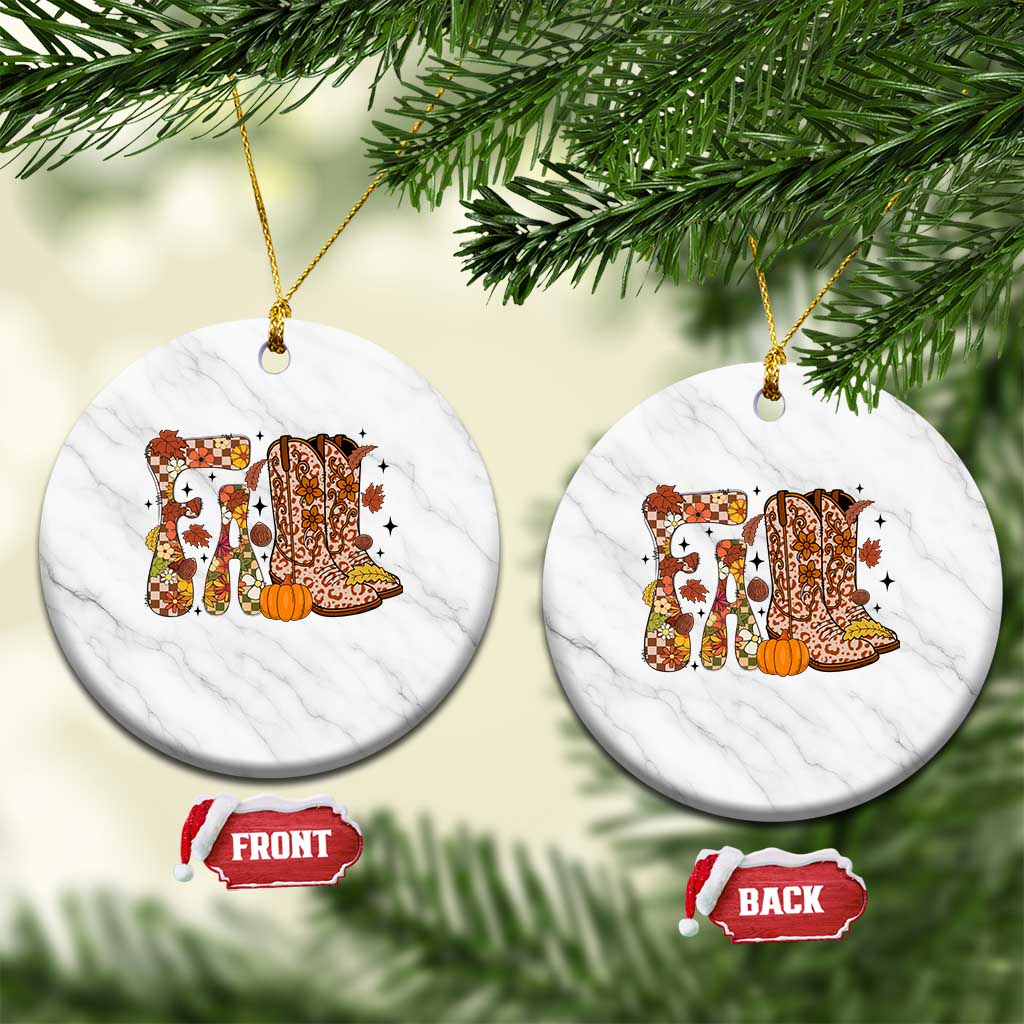 Cowboy Fall Season Thanksgiving Western Boots Pumpkin Ceramic Ornament TS11 1pc White Marble Print Your Wear