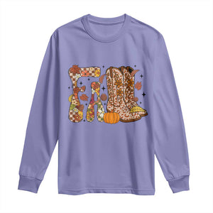 Cowboy Fall Season Thanksgiving Western Boots Pumpkin Long Sleeve Shirt TS11 Violet Print Your Wear