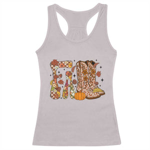 Cowboy Fall Season Thanksgiving Western Boots Pumpkin Racerback Tank Top TS11 Ice Gray Print Your Wear