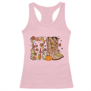 Cowboy Fall Season Thanksgiving Western Boots Pumpkin Racerback Tank Top TS11 Light Pink Print Your Wear