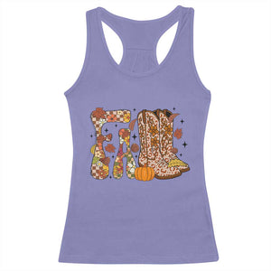 Cowboy Fall Season Thanksgiving Western Boots Pumpkin Racerback Tank Top TS11 Violet Print Your Wear