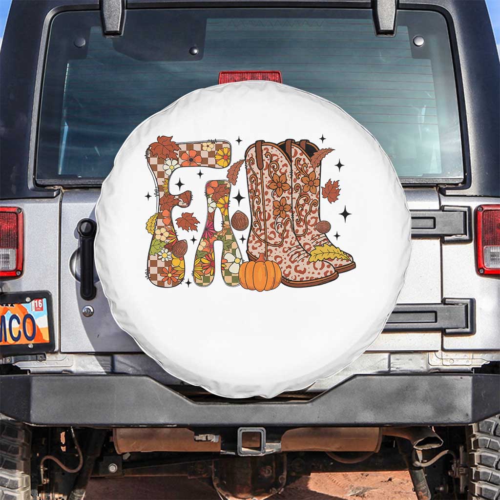 Cowboy Fall Season Thanksgiving Western Boots Pumpkin Spare Tire Cover TS11 No hole White Print Your Wear