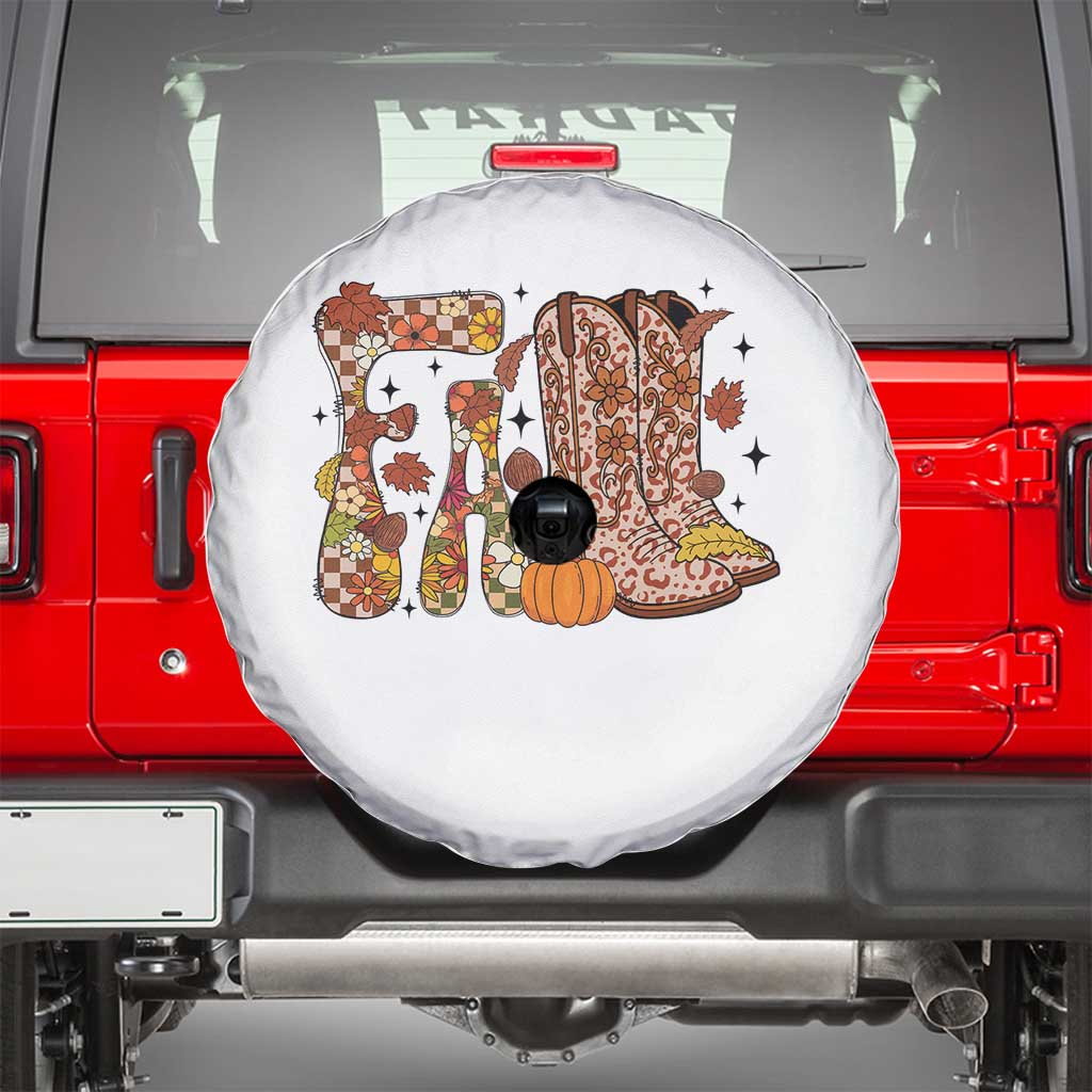 Cowboy Fall Season Thanksgiving Western Boots Pumpkin Spare Tire Cover TS11 White Print Your Wear