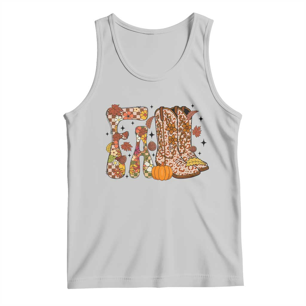 Cowboy Fall Season Thanksgiving Western Boots Pumpkin Tank Top TS11 Ash Print Your Wear