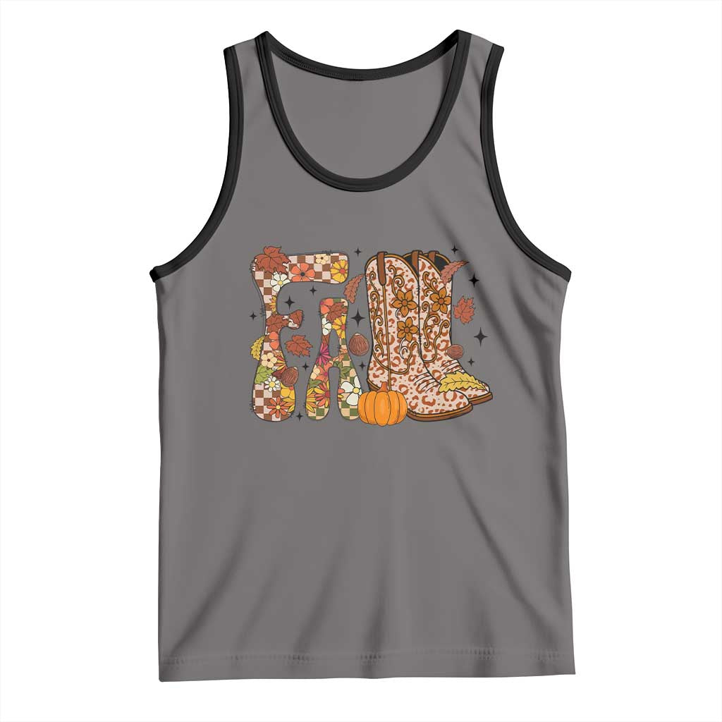 Cowboy Fall Season Thanksgiving Western Boots Pumpkin Tank Top TS11 Deep Heather Black Print Your Wear
