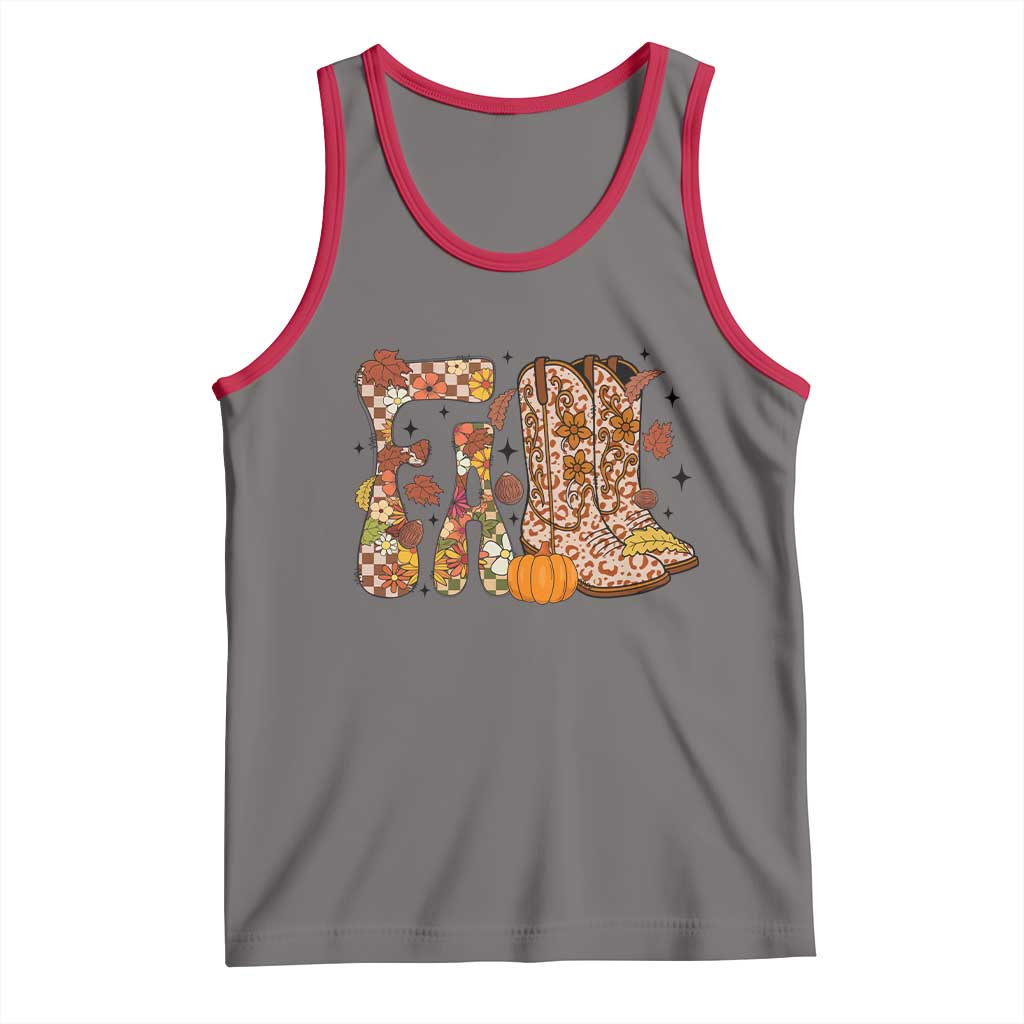 Cowboy Fall Season Thanksgiving Western Boots Pumpkin Tank Top TS11 Deep Heather Red Print Your Wear