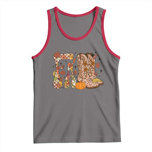Cowboy Fall Season Thanksgiving Western Boots Pumpkin Tank Top TS11 Deep Heather Red Print Your Wear