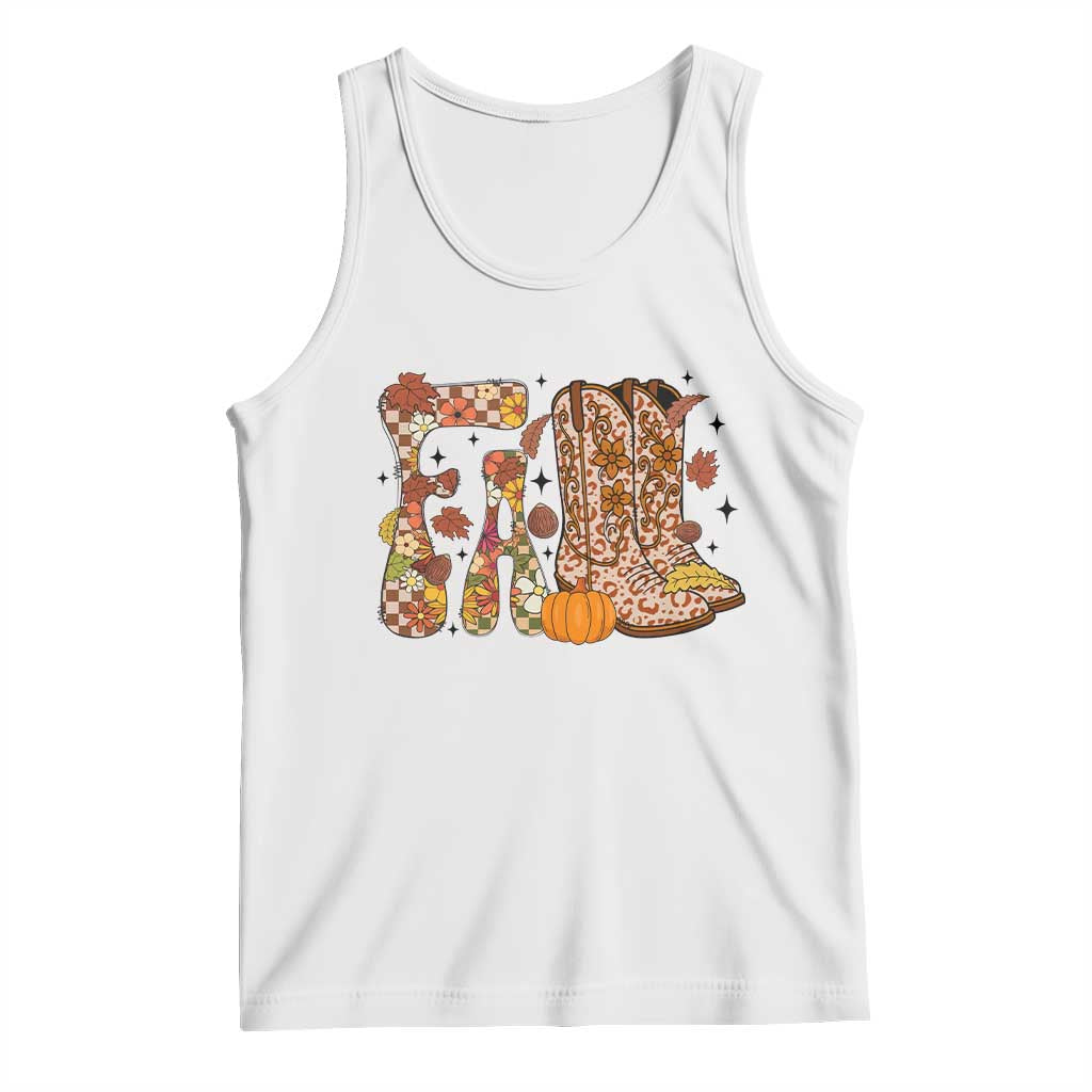 Cowboy Fall Season Thanksgiving Western Boots Pumpkin Tank Top TS11 White Print Your Wear
