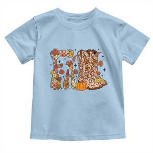 Cowboy Fall Season Thanksgiving Western Boots Pumpkin Toddler T Shirt TS11 Light Blue Print Your Wear