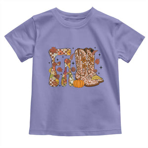 Cowboy Fall Season Thanksgiving Western Boots Pumpkin Toddler T Shirt TS11 Violet Print Your Wear