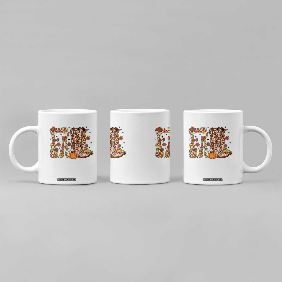 Cowboy Fall Season Thanksgiving Western Boots Pumpkin Coffee Mug TS11 Print Your Wear
