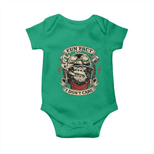 Fun Fact I Dont Care Baby Onesie Funny Smoking Gorilla Sarcastic TS11 Irish Green Print Your Wear