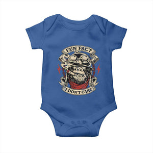 Fun Fact I Dont Care Baby Onesie Funny Smoking Gorilla Sarcastic TS11 Royal Blue Print Your Wear