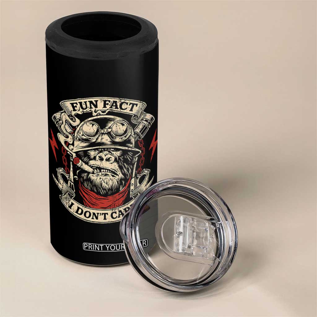Fun Fact I Dont Care 4 in 1 Can Cooler Tumbler Funny Smoking Gorilla Sarcastic TS11 Print Your Wear