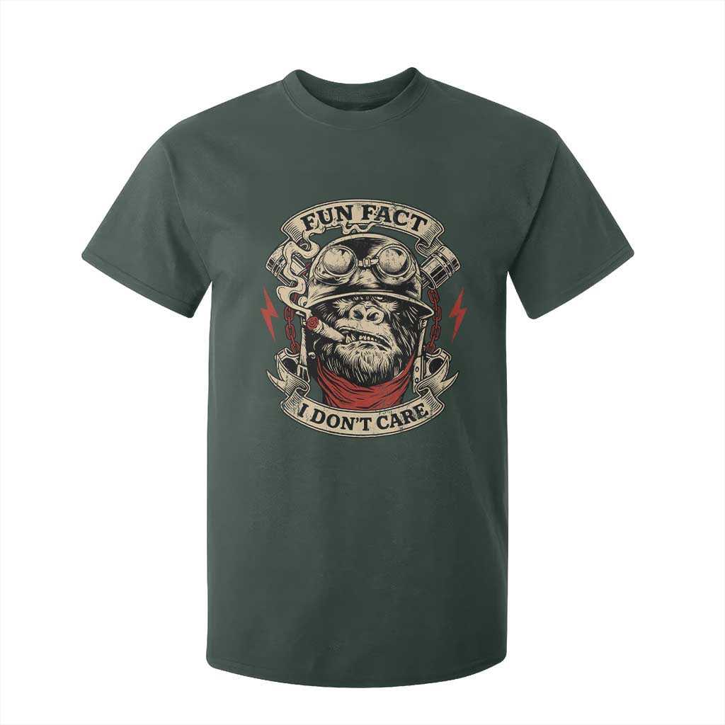 Fun Fact I Dont Care T Shirt For Kid Funny Smoking Gorilla Sarcastic TS11 Dark Forest Green Print Your Wear