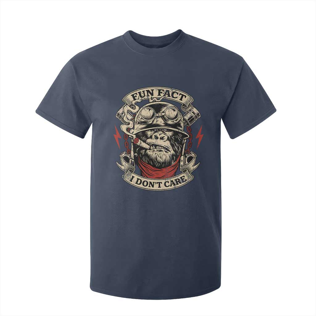 Fun Fact I Dont Care T Shirt For Kid Funny Smoking Gorilla Sarcastic TS11 Navy Print Your Wear