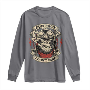 Fun Fact I Dont Care Long Sleeve Shirt Funny Smoking Gorilla Sarcastic TS11 Charcoal Print Your Wear