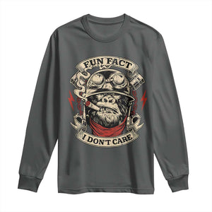 Fun Fact I Dont Care Long Sleeve Shirt Funny Smoking Gorilla Sarcastic TS11 Dark Heather Print Your Wear