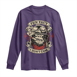 Fun Fact I Dont Care Long Sleeve Shirt Funny Smoking Gorilla Sarcastic TS11 Purple Print Your Wear