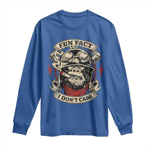 Fun Fact I Dont Care Long Sleeve Shirt Funny Smoking Gorilla Sarcastic TS11 Royal Blue Print Your Wear